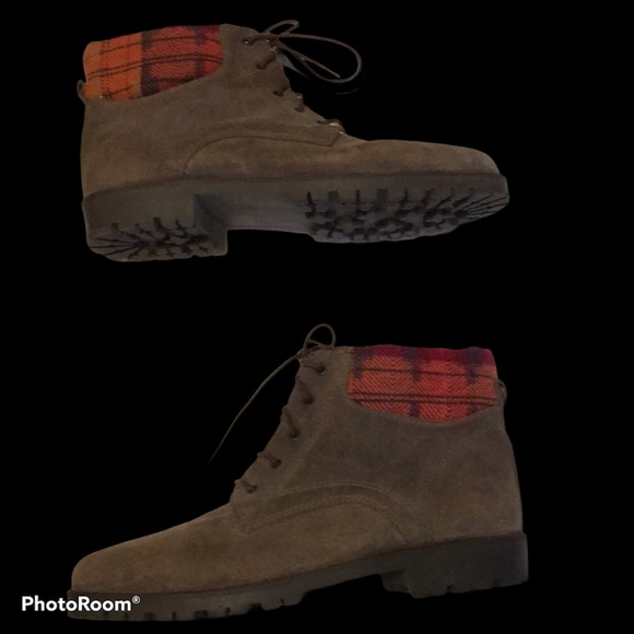 Lace up ankle boots with plaid trim Boho Shoes - Picture 2 of 10